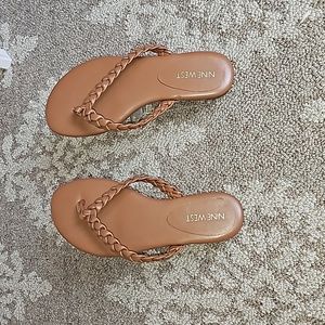 Nine West Wantit Flat Slide Sandals - 5 / M / Light Brown